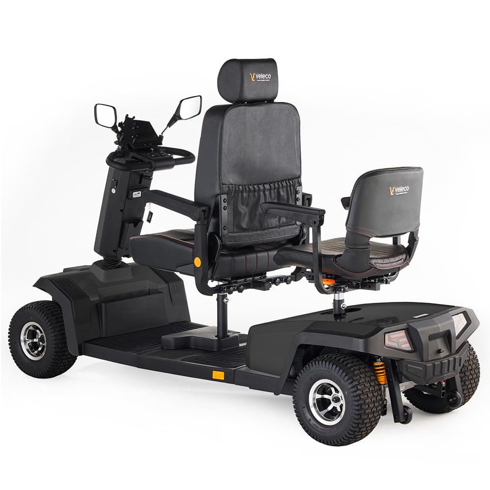 VELECO SHARPY TWIN – Vehículo eléctrico de cuatro ruedas y dos asientos con potente motor y batería de larga duración. (Negro)