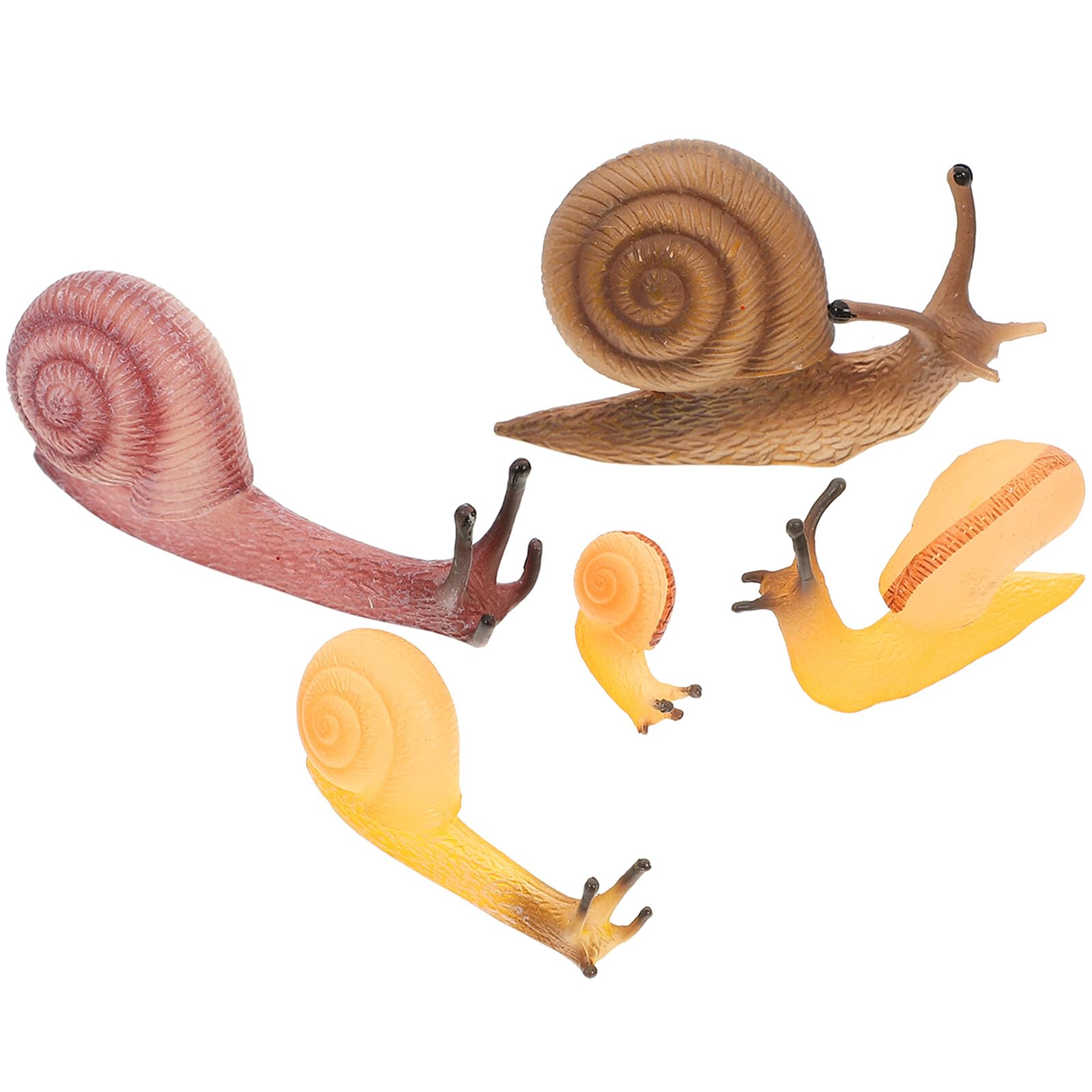 DOITOOL 5 Piezas Juguete Modelo de Caracol Figuritas Pequeñas de Animal Simulado Decoración de Caracol de Simulación para Jardín Terrario Mesa de Arena Juguete de Simulación