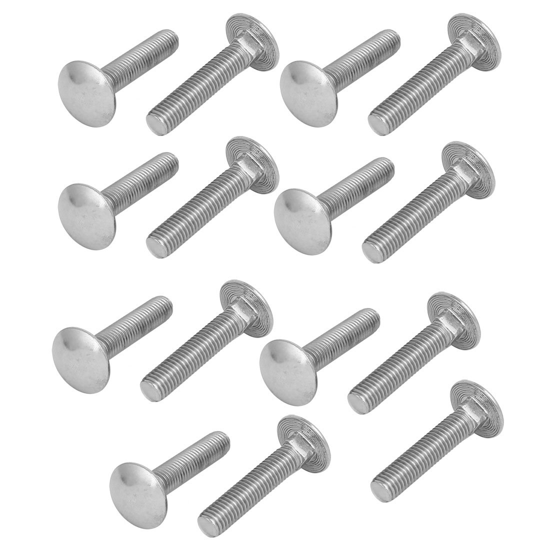 Aexit M10 x Nails, Screws & Fasteners 50mm 304 Stainless Steel Fully Thread Square Neck Carriage Nut & Bolt Sets Bolts 15PCS