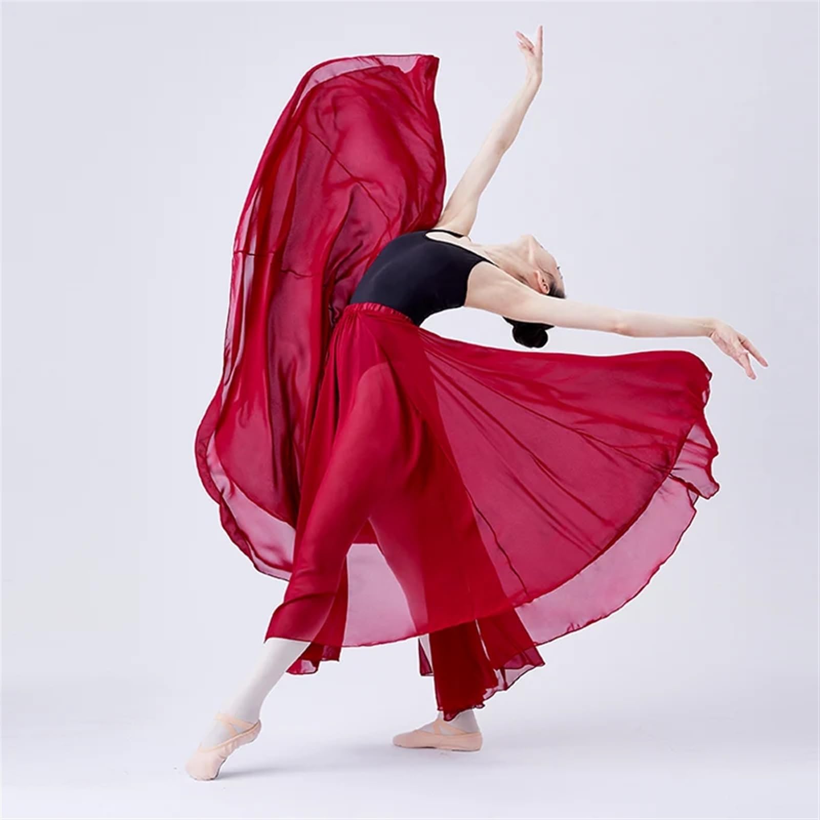 Falda Ballet Mujer Falda de Ballet Larga de Gasa for Mujer, Falda de Baile, tutú, Trajes de Baile de Ballet, Falda Larga for Adultos for Bailar(White 540 Degree,L)