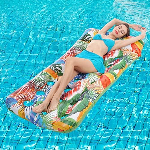 FDSPDO Pool Floats Adult Size, Oversized 72" X 34" Pool Floaties Lounger Floats Rafts, Inflatable Pool Float Lounger with Headrest Ultra-Comfort Suntanner and Staying Cool Pool Rafts for Adults