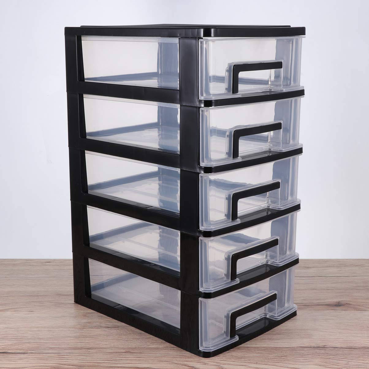 Toyvian Armadio Portaoggetti a 5 Cassetti Plastica Trasparente Organizer Salvaspazio Portatile Per Ufficio Studio Casa Mobiletto Multiuso Per Piccoli Oggetti E Articoli Di Cancelleria
