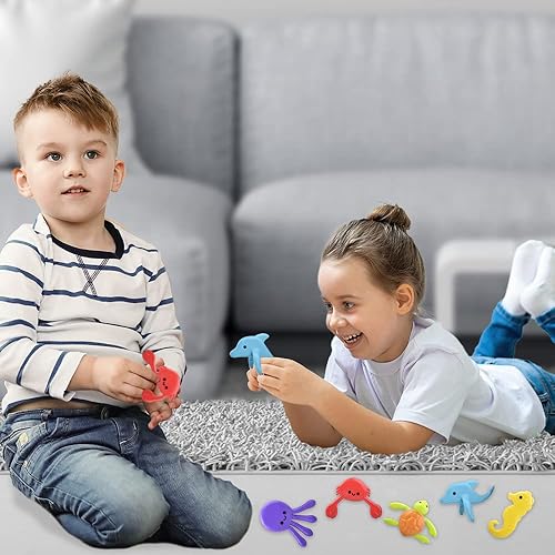 Miniatura 6 de ArtCreativity Juguetes de animales marinos mini flexibles, juego de 48, juguetes de criaturas marinas para niños en 5 diseños surtidos de animales