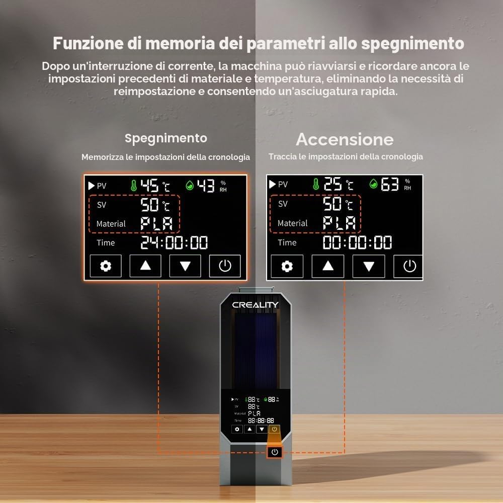 Creality Space Pi Filamento Essiccatore, Filamento per stampante 3D, Dryer Box, contenitore per disidratatore ad aria calda a 360°, con ventilatore per 1,75/2,85 mm PLA, PETG, ABS, nylon, PA,
