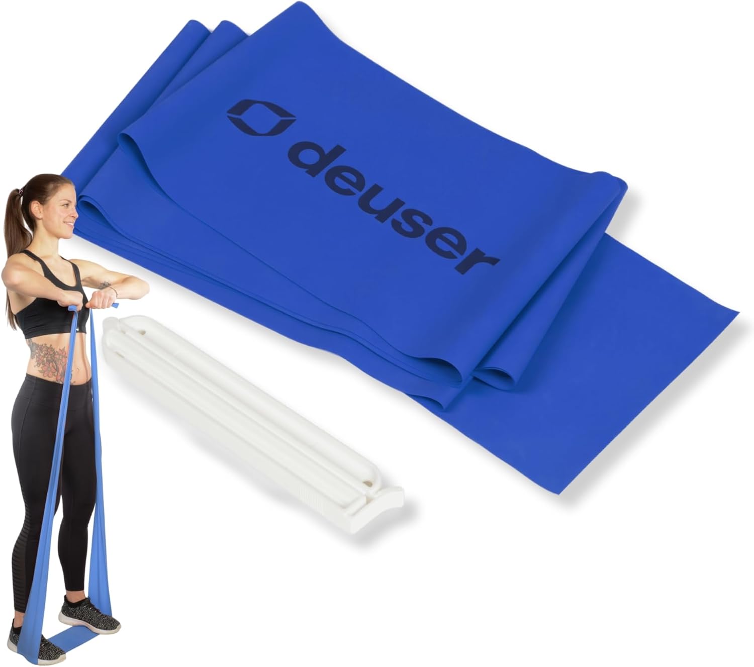 Deuser Physio Band [Includes Clip], 8ft Fitness Band with Textured Surface, Vegan, Extra Grip & Soft, Resistance Band for Fitness, Physio, Yoga, Pilates, Strength Training & Calisthenics