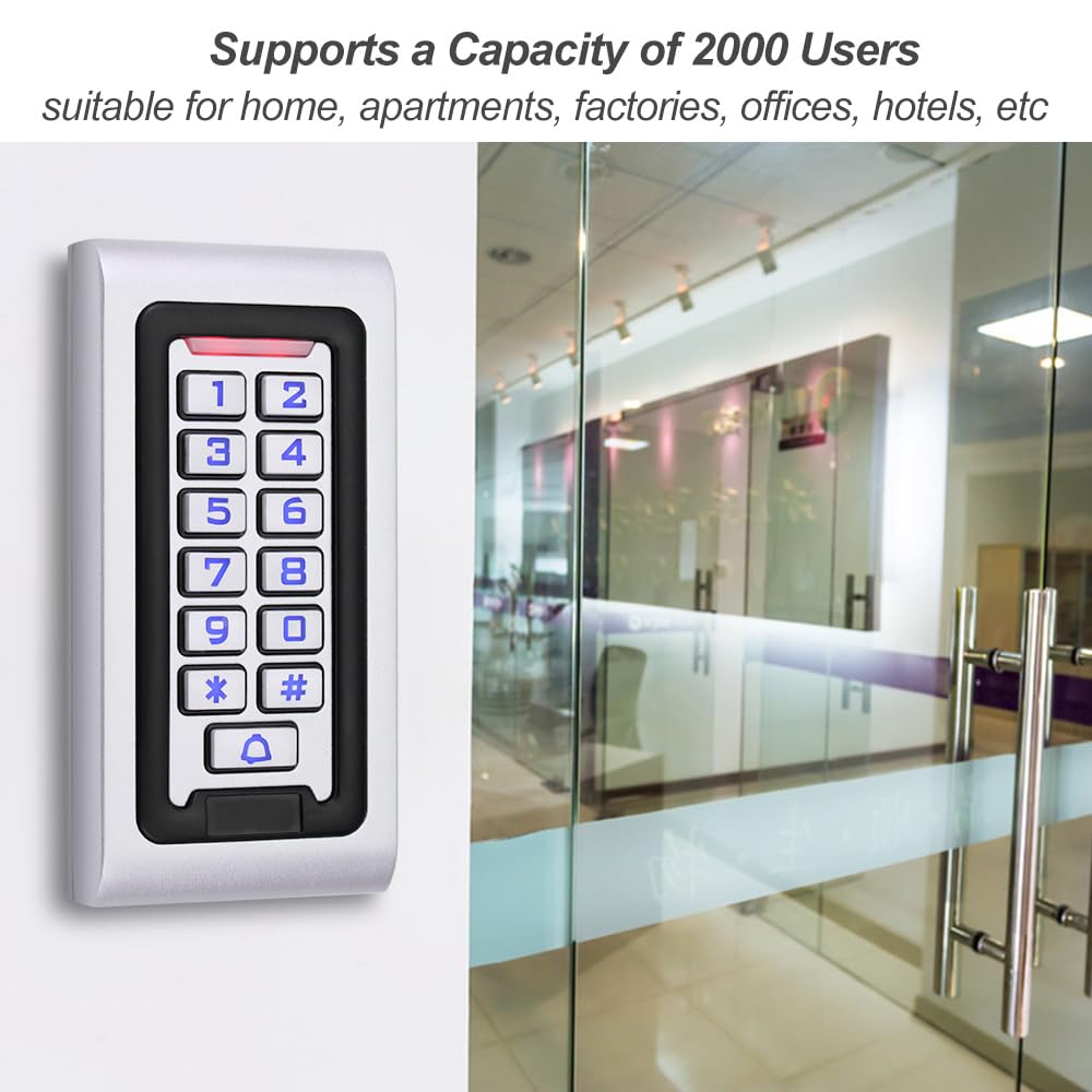 IP68 Sistema de Control de Acceso al Aire Libre Impermeable Teclado RFID de Metal Lector 125KHz WG26 + Cerradura Magnética Eléctrica de 180KG + Tarjetas Clave de 10PCS