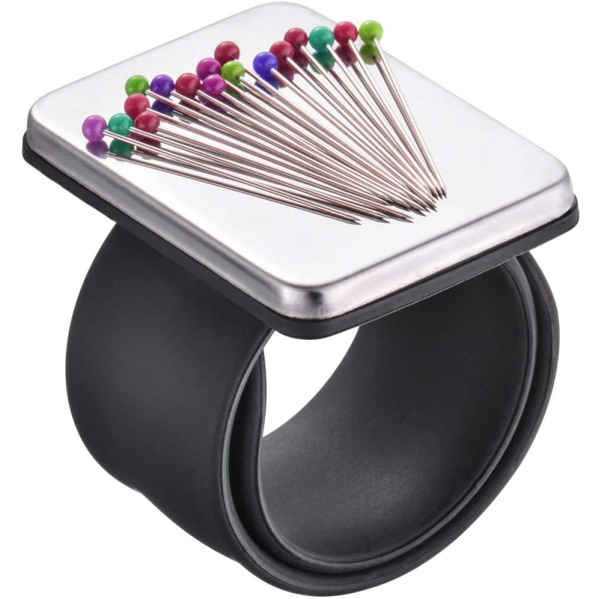 2 Stück Magnetisches Silikon Klatscharmband Nadelkissen für Friseure und Nähen Robustes Eisenarmband mit Handgelenksschlaufe Salon und Nagelstudiozubehör