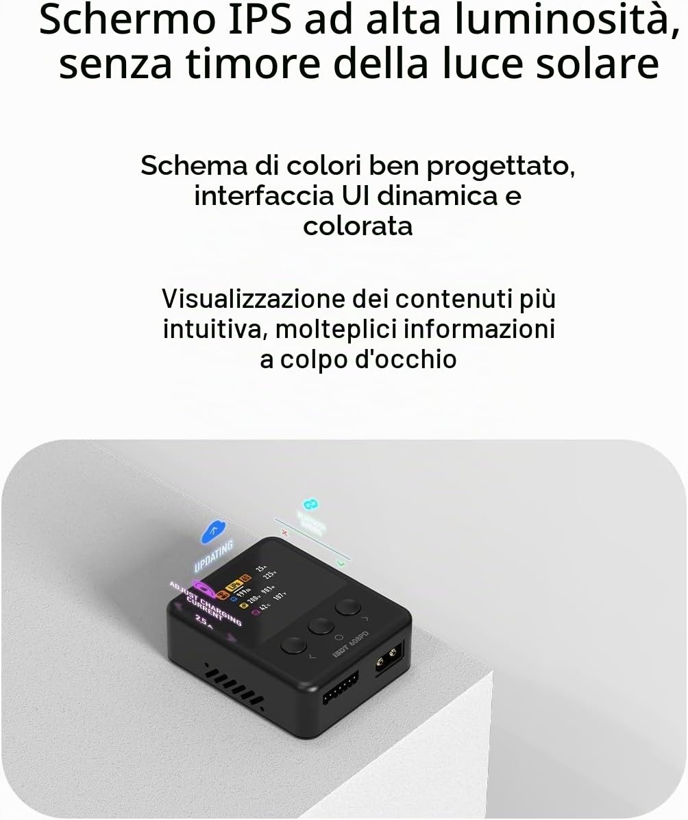 ISDT 608PD caricabatterie Lipo DC 6S/240W/10A USB C 100W/5A per batterie RC, caricabatterie bilanciatore per batterie Life/Lilon/LiPo/LiHV (1-6S), NiMH (1-16S), Pb (1-12S)