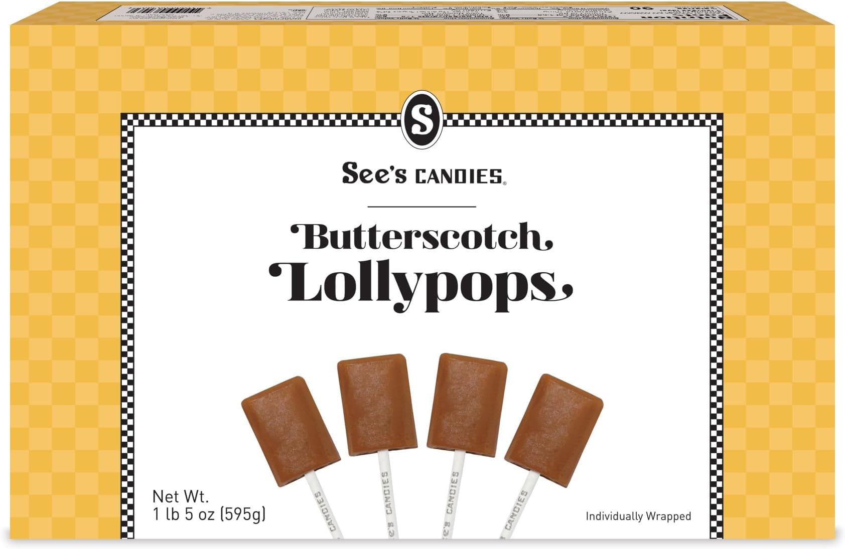 See's Candies 1 lb 5 oz Butterscotch Lollypops