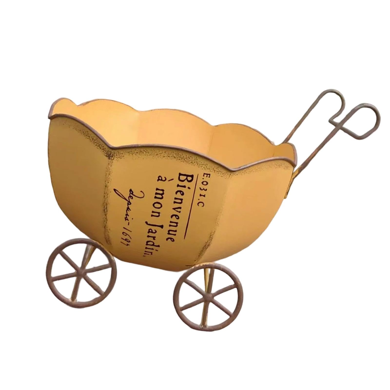 Decorative Garden Wagon Planter Home Park Raised Garden Bed Yard with Wheels Yellow-image-15