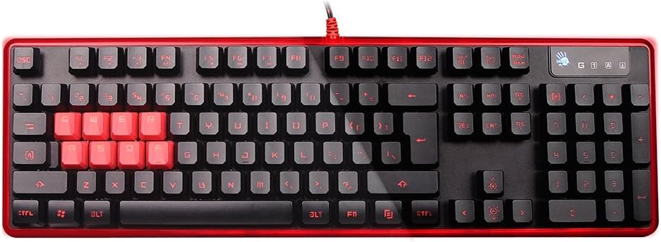 B2278 8-Key Light Strike (Lk) Semi Optical Mechanical Gaming Keyboard - Red LED Backlit - 8 Lk Blue Switch