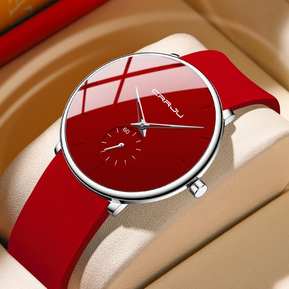 CRRJU Men’s Women Watch Casual Stylish Waterproof Quartz Unisex Wristwatches, Ultra Thin Watches for Men Women, Colorful Silicone Band - Image 5
