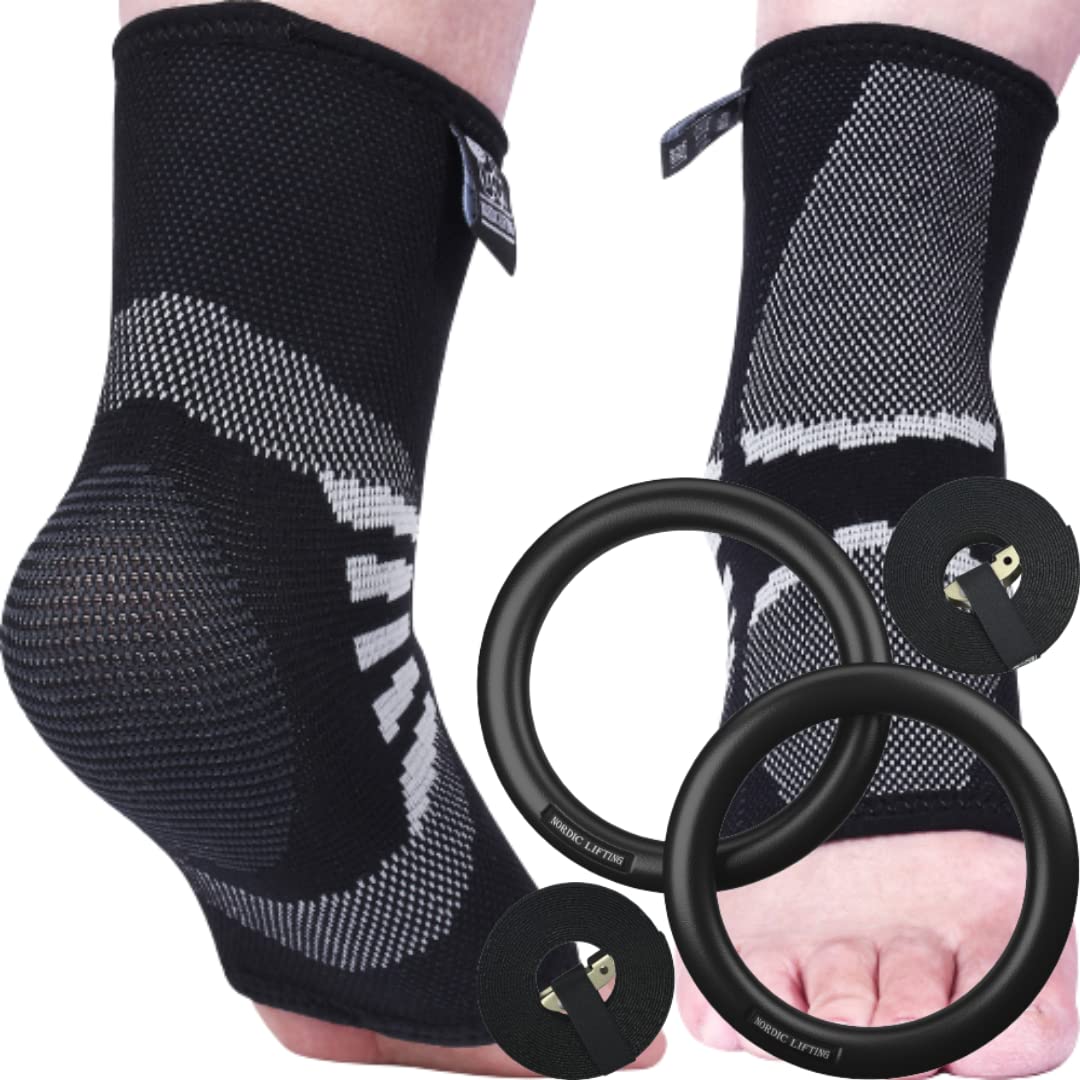 Nordic Lifting ankle sleeves and gymnastic rings