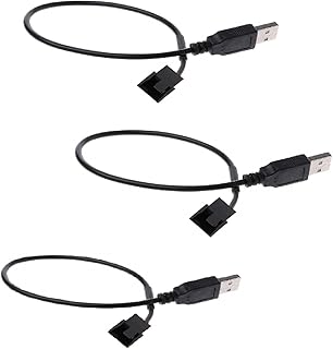 winwill 3 Pack 5V USB to 3pin / 4Pin PC Fan Cable,Black USB to Computer CPU PWM 5V USB Sleeved Fan Power Adapter connector 11.8 Inch Fan Adapter Cable