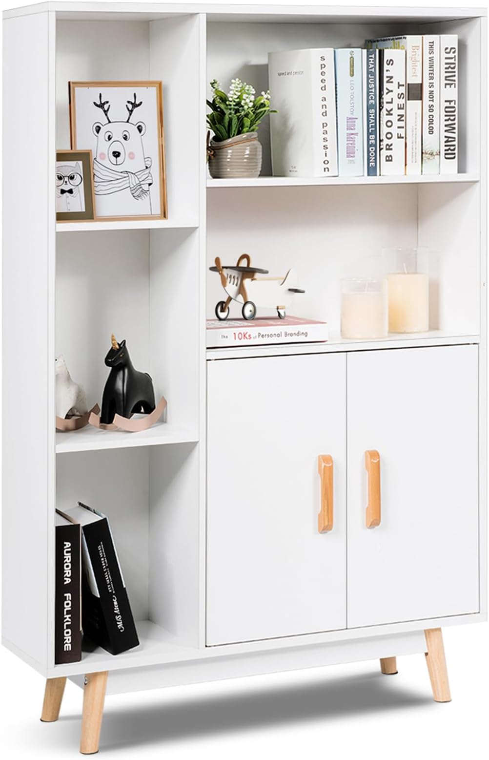 Oneinmil Bücherregal Mit 6 Ebenen, 181 Cm Hoch - Modernes Standregal Aus Holz Für Wohnzimmer & Büro