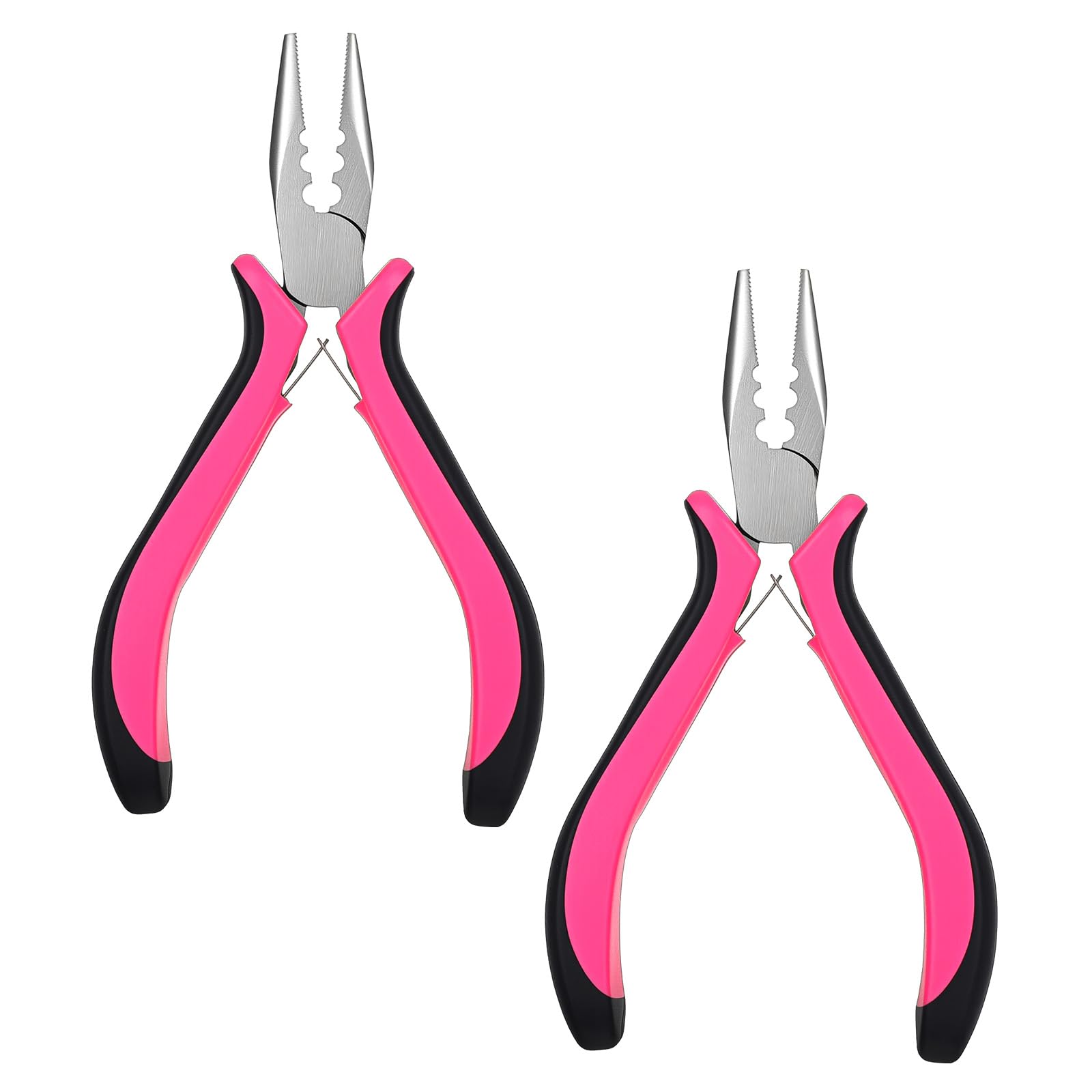 2pcs Hair Extension Pliers,Hair Extensions Tools,Hairs Extensions Tools, 3 Holes Hairs Plier for Micro and Nano Ring Extension Opener and Removal Tool (Pink)