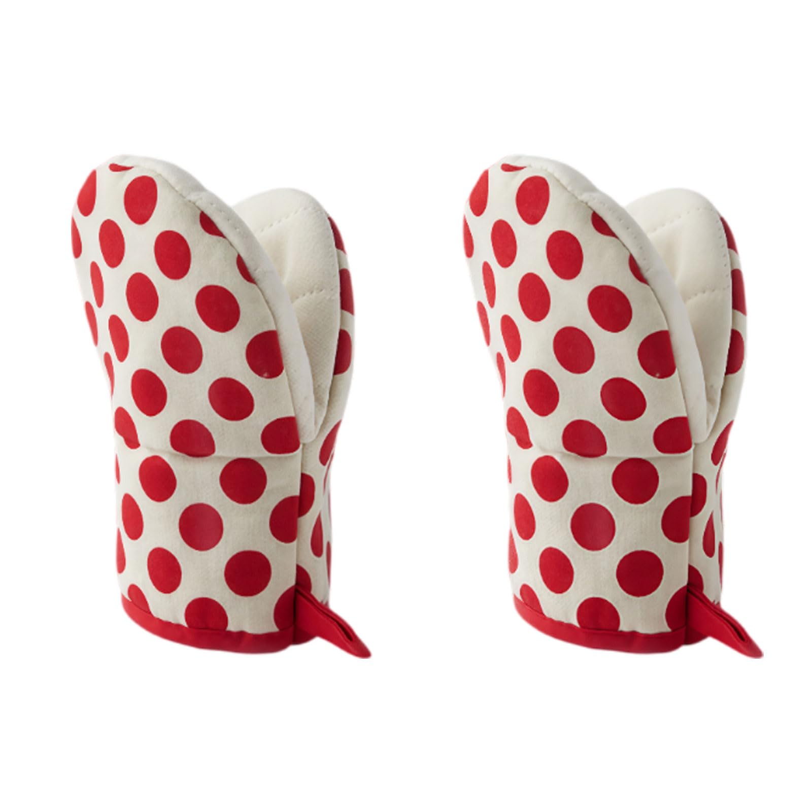 1 Pair Mini Oven Mitts,High Heat Resistant Oven Gloves,Kitchen Short Oven Mit with Hanging Loop for BBQ, Baking, Cooking and Grilling, (dotRed)
