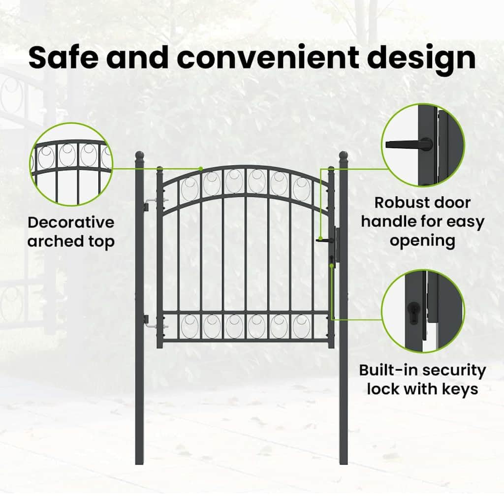 vidaXL Cancello per recinzione EMMEN 100 x 100 cm, Sicurezza per Giardino e Terrazza, Cancello in Acciaio Moderno, Barriera Resistente, Montaggio Facile