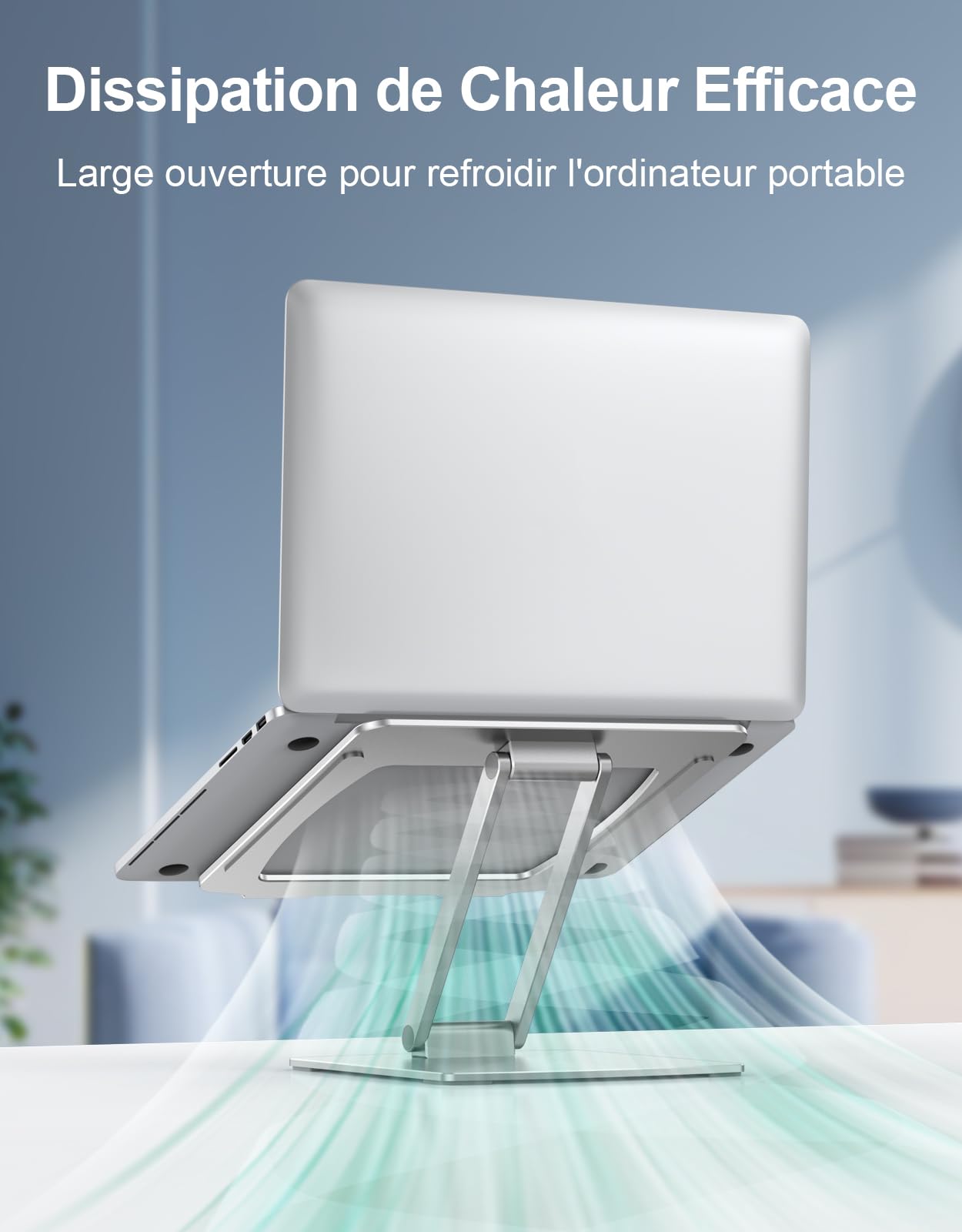 CIRYCASE Support Ordinateur Portable Ajustable, Support pour Livre/PC Portable Bureau Pliable, Laptop Stand Ventilé en Aluminium Ergonomique, Compatible avec MacBook Air/Pro et Autres 10 à 16 Pouces