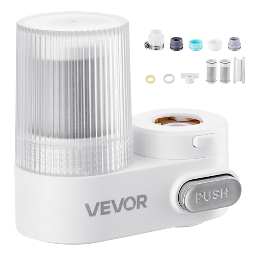 Miniatura 9 de VEVOR Filtro de agua de montaje en grifo, purificador de agua vertical para grifo de fregadero, filtro de fibra de carbono certificado NSF, elimina