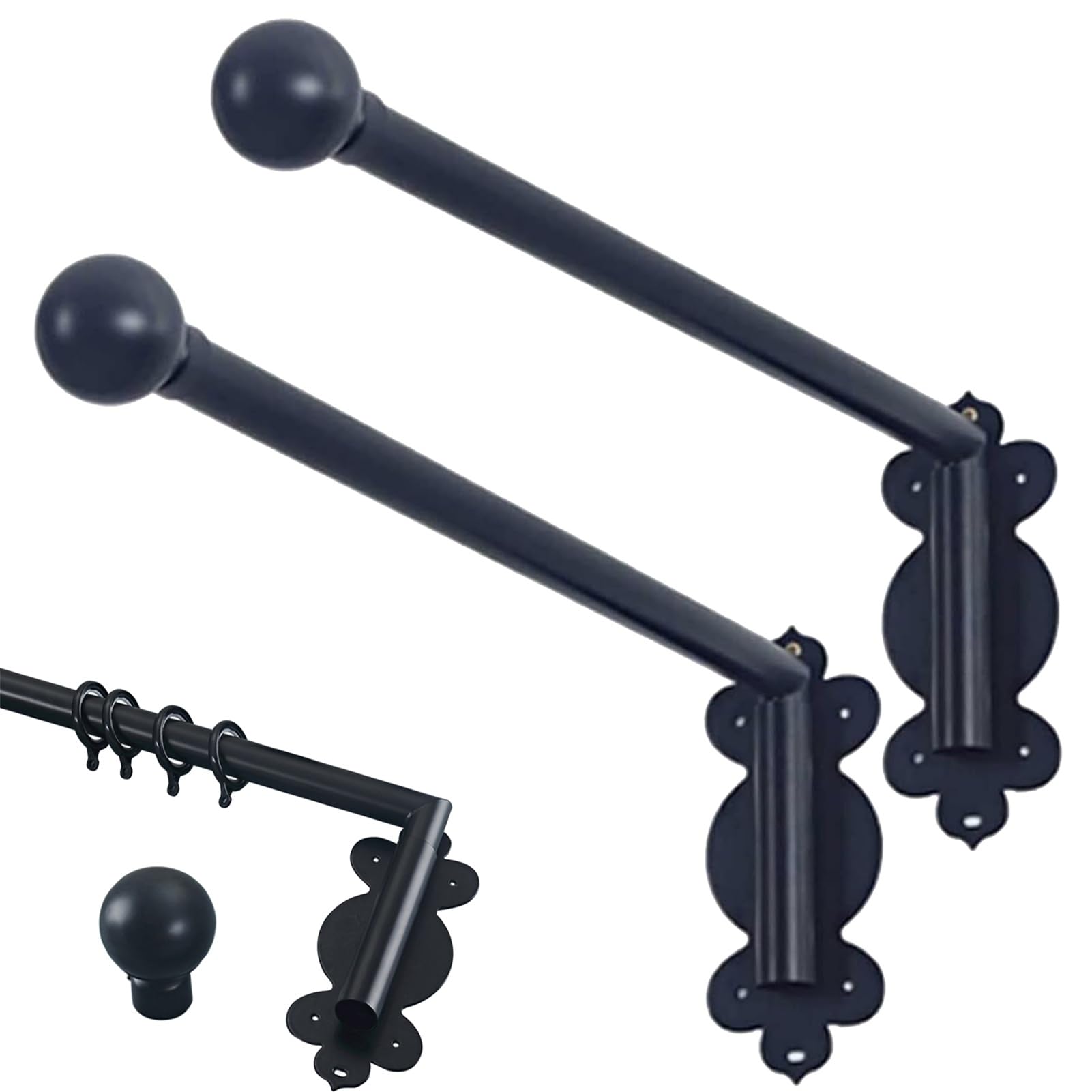 GLDYTVF Set of 2 Adjustable Curtain Rods for Entry Doors Side Panels & Display Windows Black 35in - Perfect for Home Décor and Versatile Window Treatments