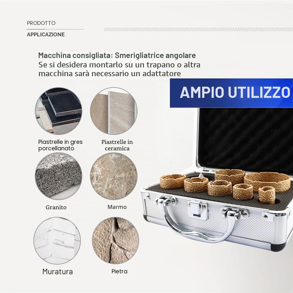 SHDIATOOL Punte diamantate M14 Filettatura 20/25/32/35/40/50/68mm / 50mm Punte diamantate smussate sottovuoto per gres porcellanato Ceramica Granito Marmo