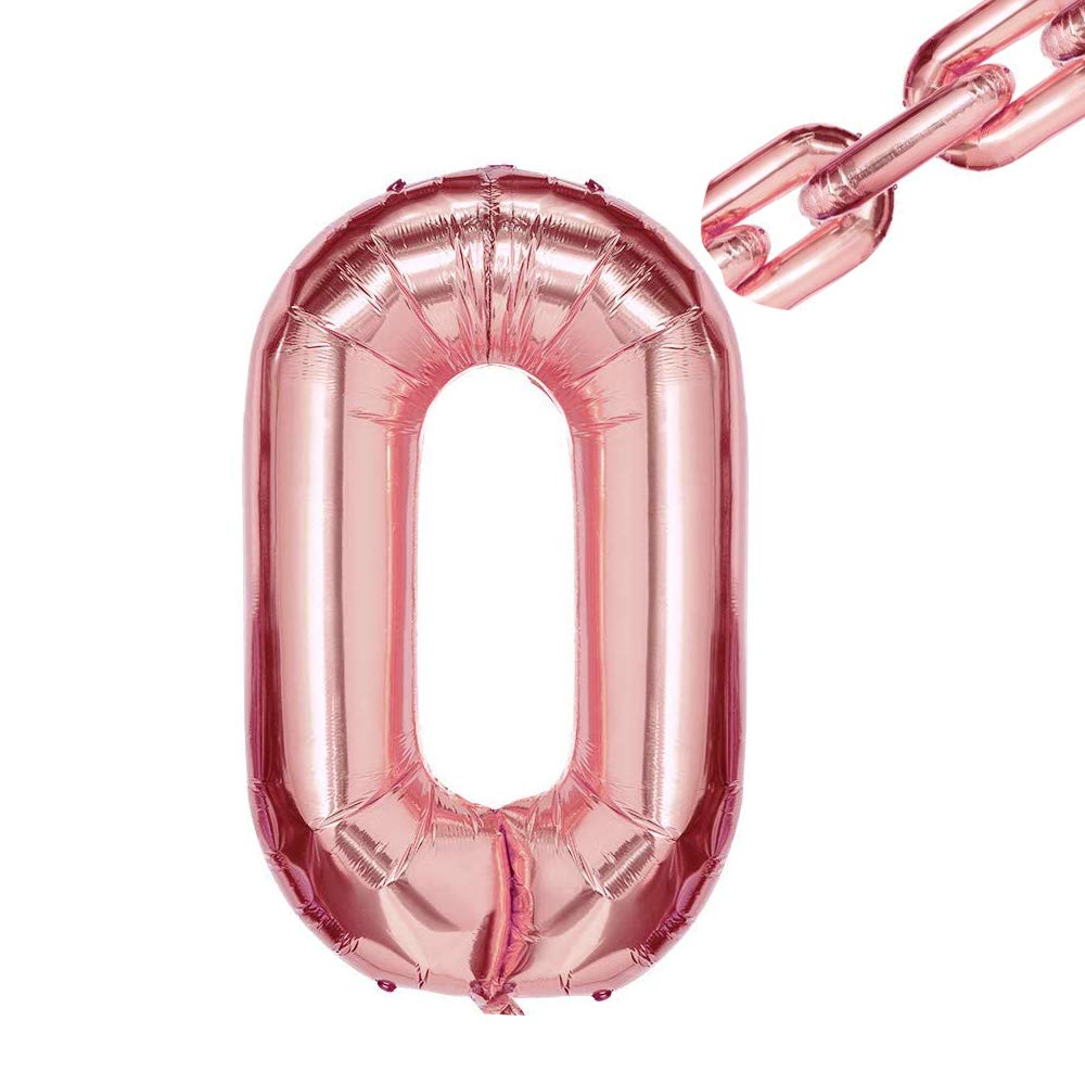 FRUTA24pcs 16inch Foil Chain Balloons Linking Chains Balloons for 80s 90s Hip Hop Retro Themed Birthdays Weddings Graduations Disco Dance Party Supplies - Rose Gold