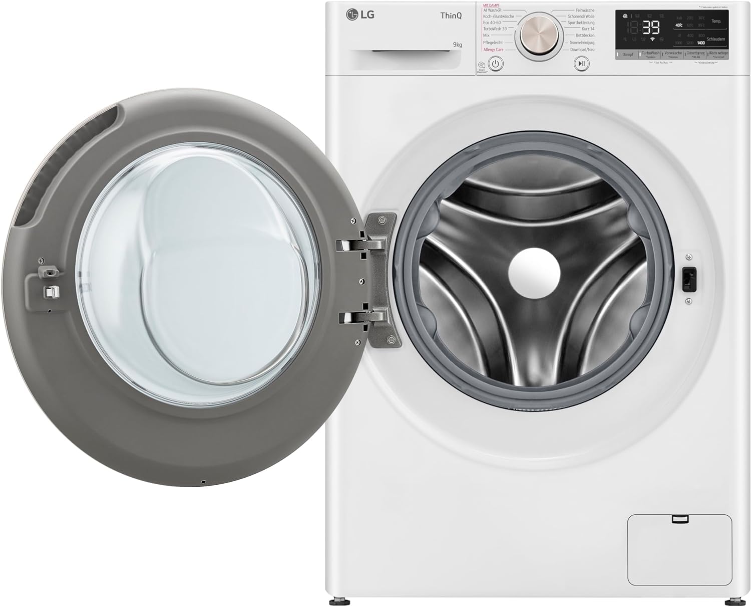 LG F4WR709G | Klasse A -10% Waschmaschine | 9 kg | AI DD | Steam | Turbowash360 | 60 x 62 x 85 cm | Weiss