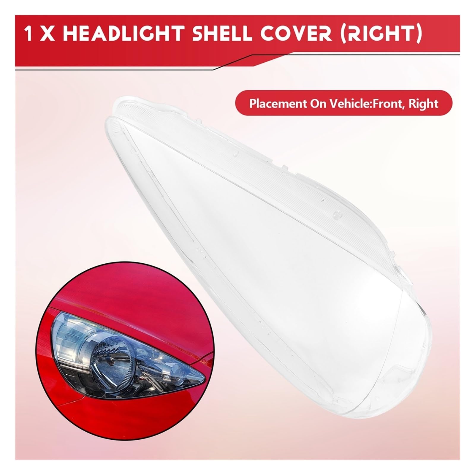 TTENWVNZ Car Front Head Light Lamp Lens Shell Cover Replacement Compatible for Jazz Hatchback 2003-2007 Right Transparent