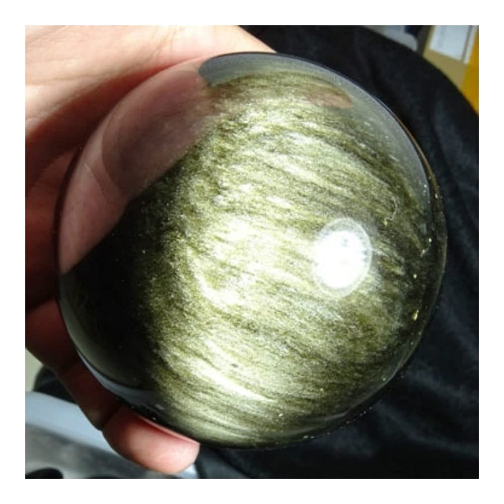 Artesanías de Piedra Bola de Masaje de Bola de Cristal de obsidiana de Plata Natural Bola mágica Joyería de Feng Shui 1pc (Size : 40mm)