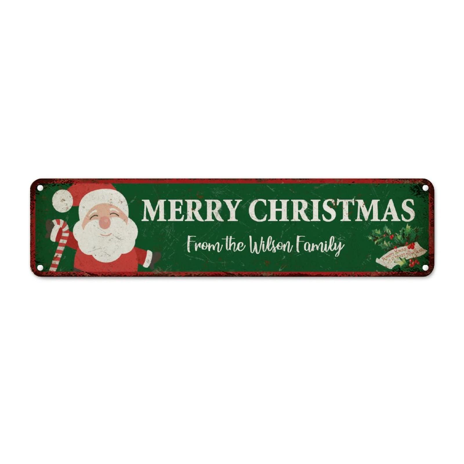 Plaque Merry Christmas rétro en métal vert de 61 cm pour habiller le salon