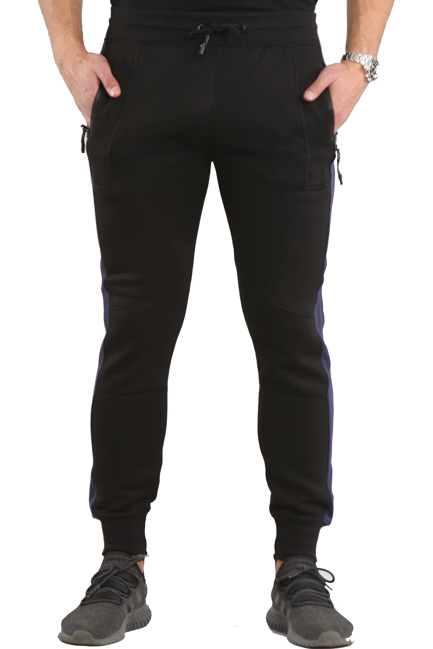 Zip Pockets Mens Jogging Bottoms Open Hem ZENGVEE Men's Sweatpants