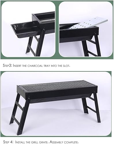 Miniatura 5 de Parrilla de carbón para barbacoa, de acero inoxidable, plegable, portátil, kit de herramientas para acampar, senderismo, picnic, viajes, jardín, al