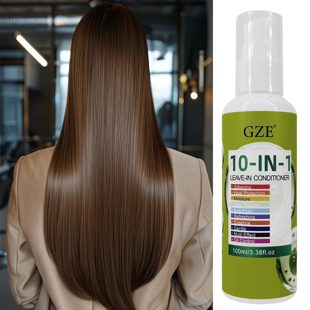 GZE 10 in 1 Leave In Conditioner - Heat Protection & Frizz Control with Silkening Essence - Lightweight Hair Moisturizer, Non-Greasy Formula, Stay Fragrant - Image 8