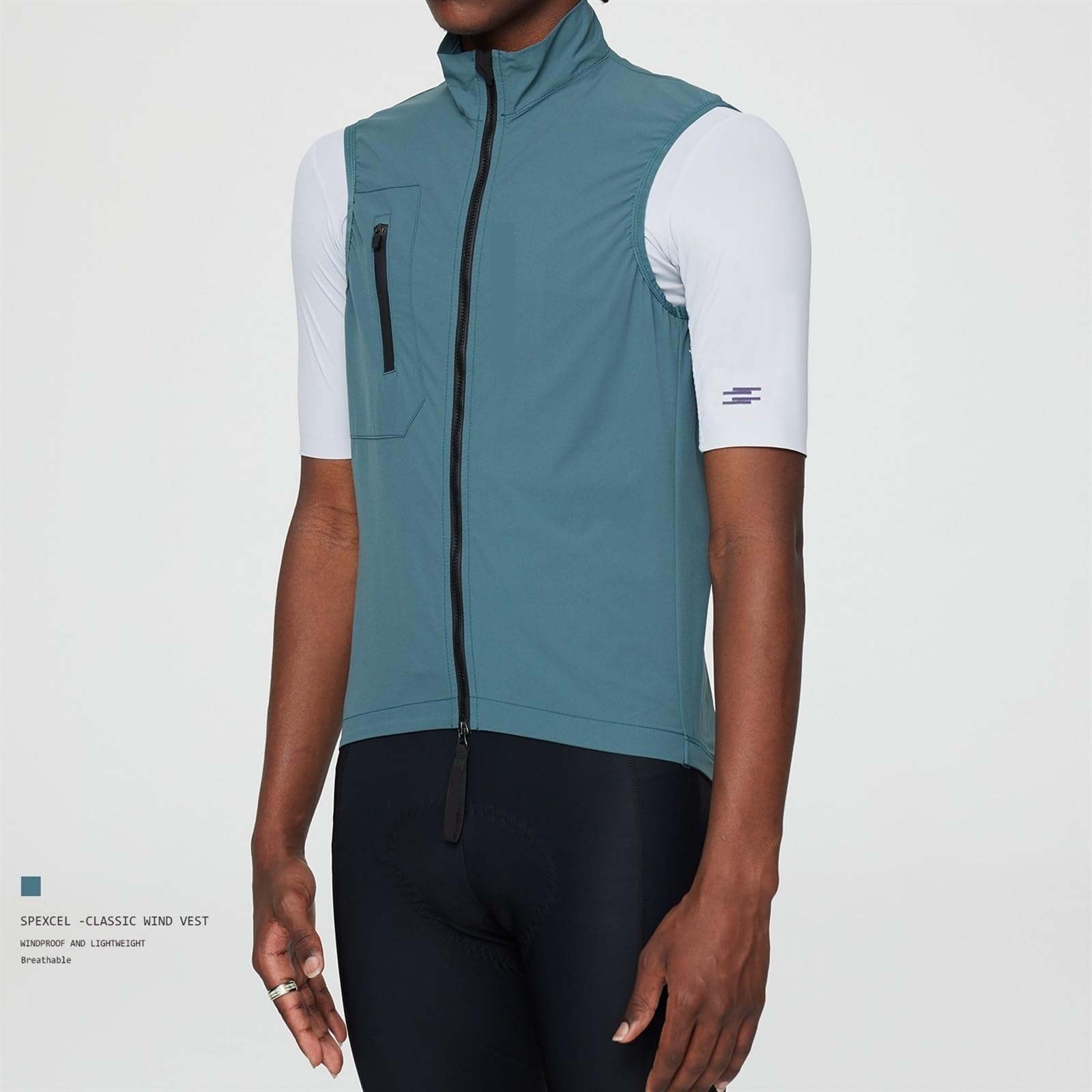 Chaleco Ciclismo Chaleco clásico ligero y resistente al viento for ciclismo for todas las estaciones, tejido elástico for hombre con cremallera bidireccional