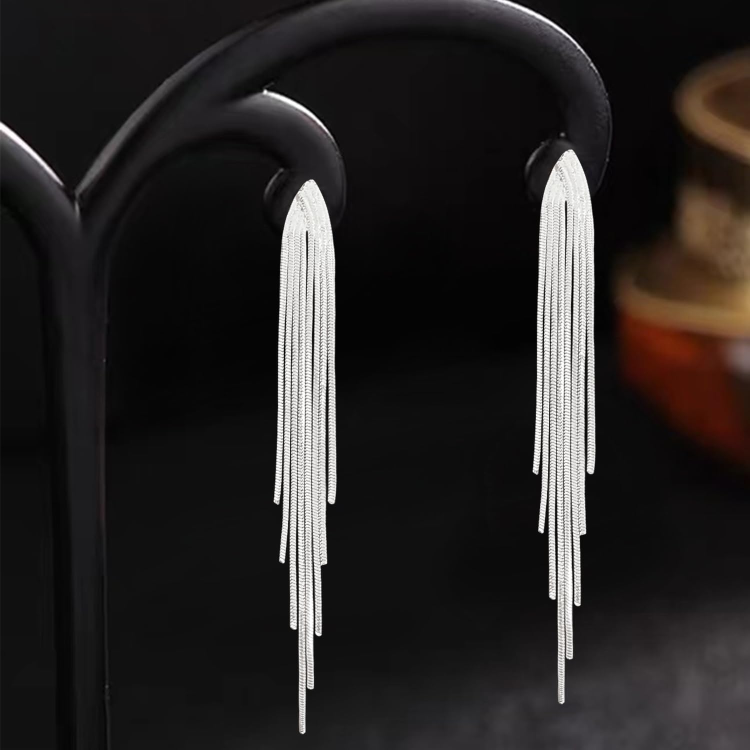 Long Tassel Earrings for Women Gold Dangle Earrings Metal Chain Gold Statement Earrings, Punk Long Threader Earrings for Wedding Bridesmaid Prom Party - Image 6