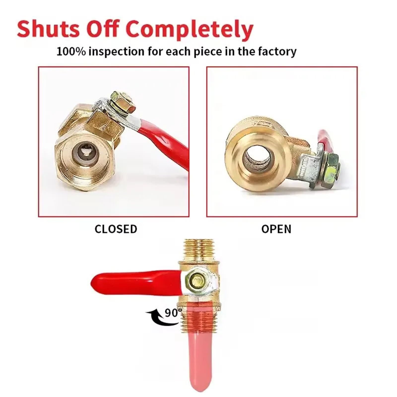 Mosiężne złącze zaworu kulowego - 1/8" 1/4" 3/8" 1/2" Gwint Miedziana złączka rurowa Adapter 1 szt.(Male-Male 3/8 Inch)