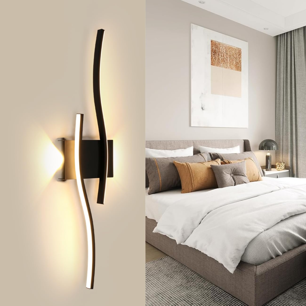 Comely Applique da Parete Interno Moderna, 20W 2250LM Nero Lungo Lampada da Parete LED, Lampada a Muro in Alluminio per Soggiorno Camera da Letto Corridoio, Bianco Caldo 3000K
