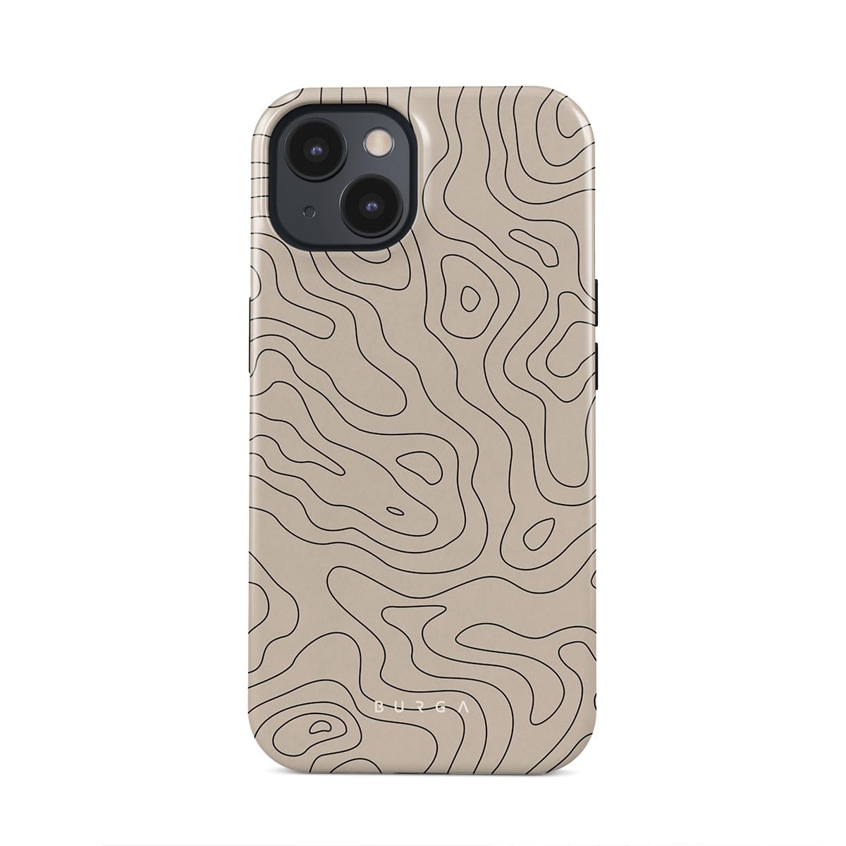 BURGA Phone Case for iPhone 14 - Cute, Trendy, Aesthetic, Pattern Phone Cover, Hard Shell Protection - fits Apple iPhone 14 Case for Women and Men, Beige Nude Terrain