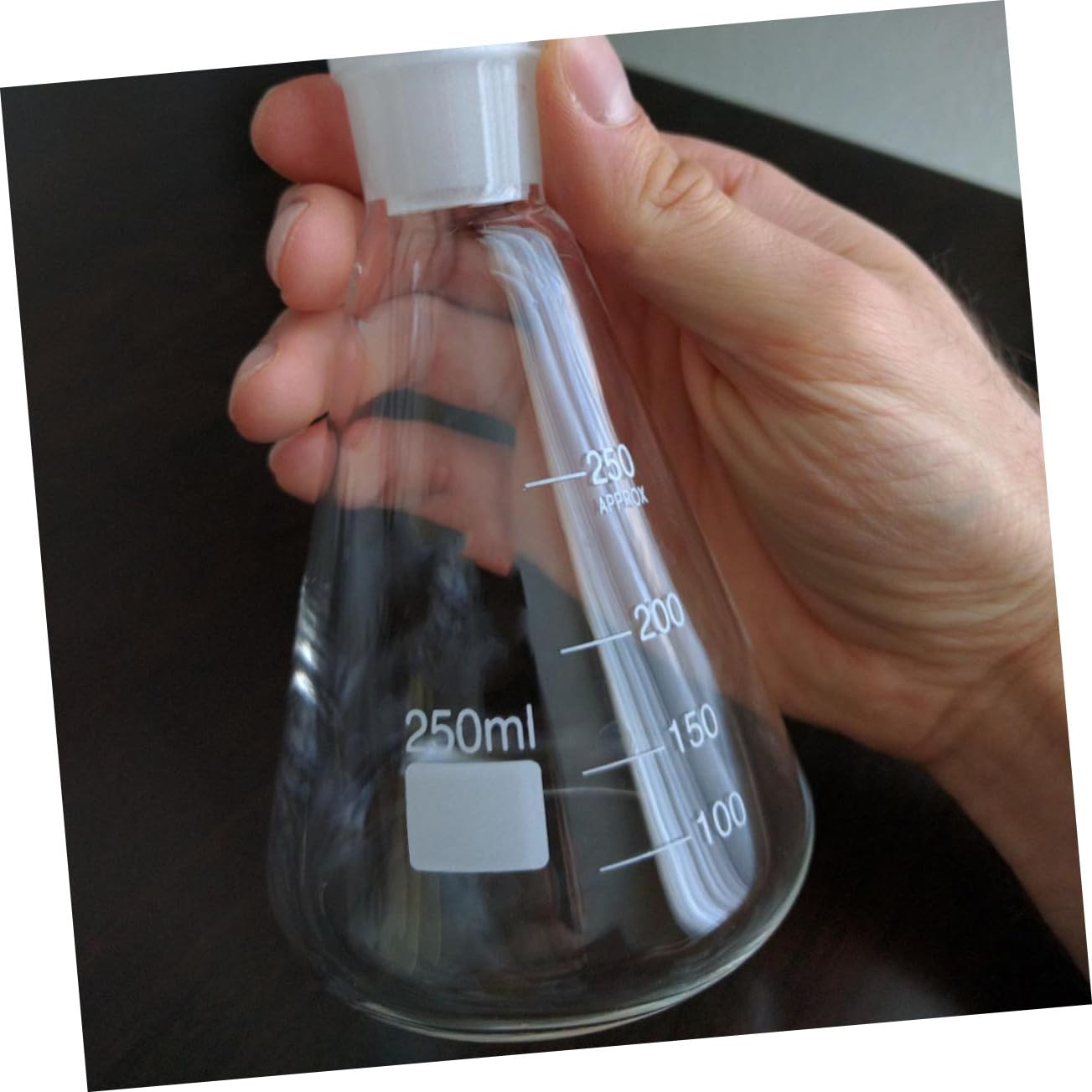 Beuta Conica in Vetro 250ml Matraccia Erlenmeyer Liscia e Arrotondata Set 3 Pezzi con Tappo per Esperimenti in Chimica per Studenti in Laboratorio