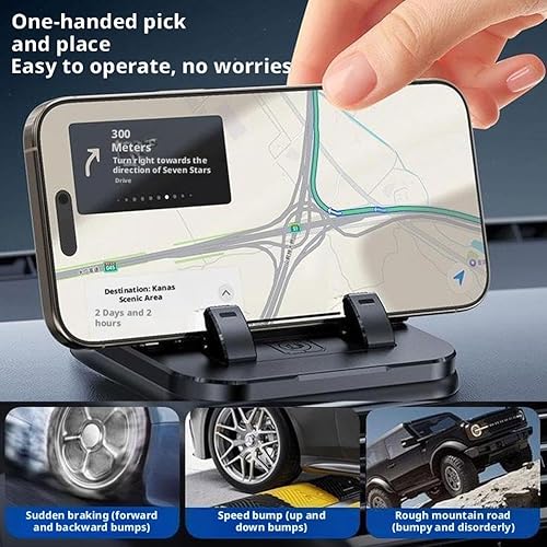 Miniatura 5 de Car Phone Holder 360 Degree Rotation, 2-in-1 Number Plate Holder with Non-Slip Suction, Horizontal and Vertical Screen Adjustment Angle, Suitable