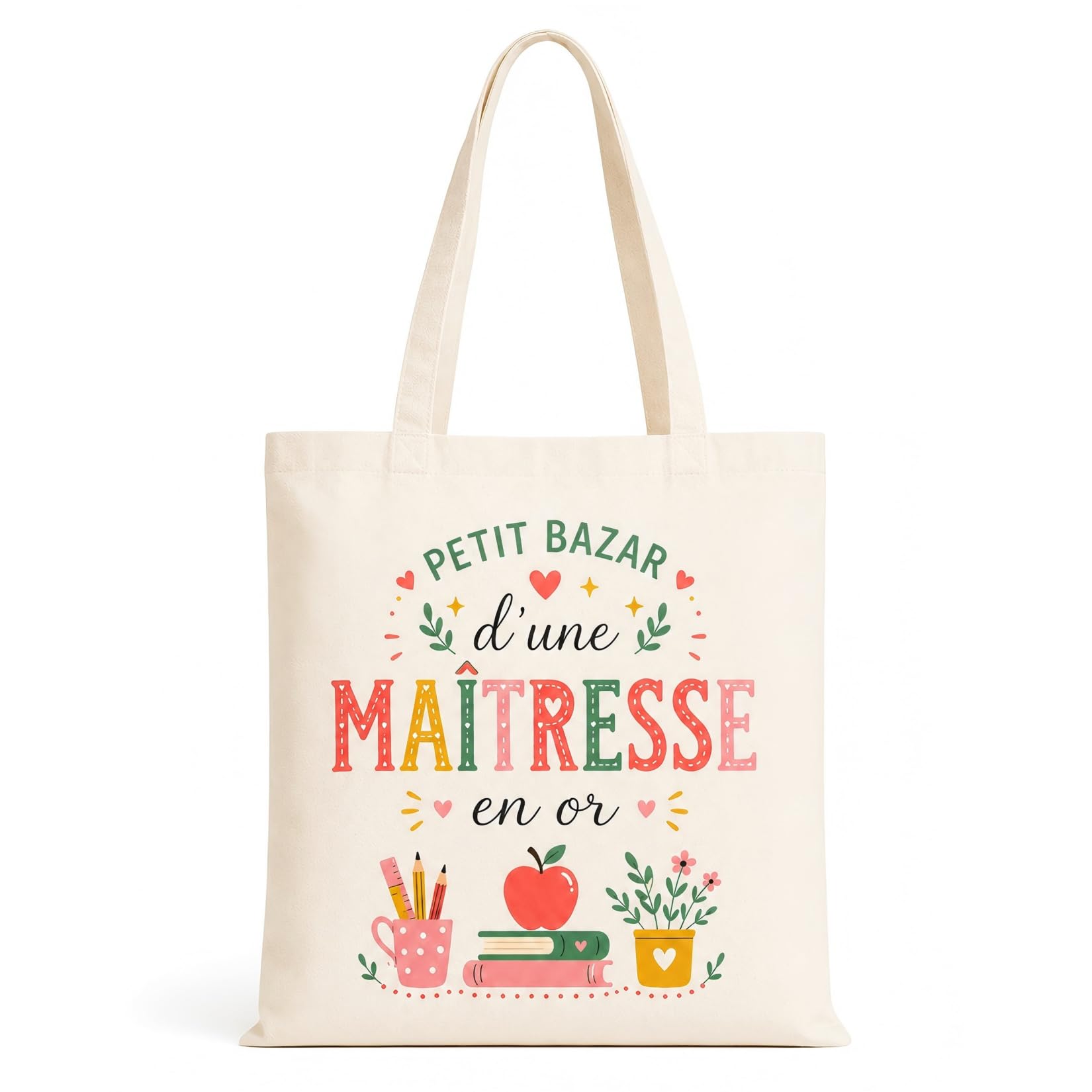 Tote Bag Cadeau Maîtresse d'École, Idée Cadeau Maîtresse Original, Joyeux Noël à la Maîtresse, Sac Cabas Cadeau Fin d'Année et Noël