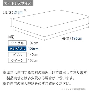 シモンズ セミダブル マットレス 21cm シモンズ ビューティレスト プレミアム ニューフィット AA21212