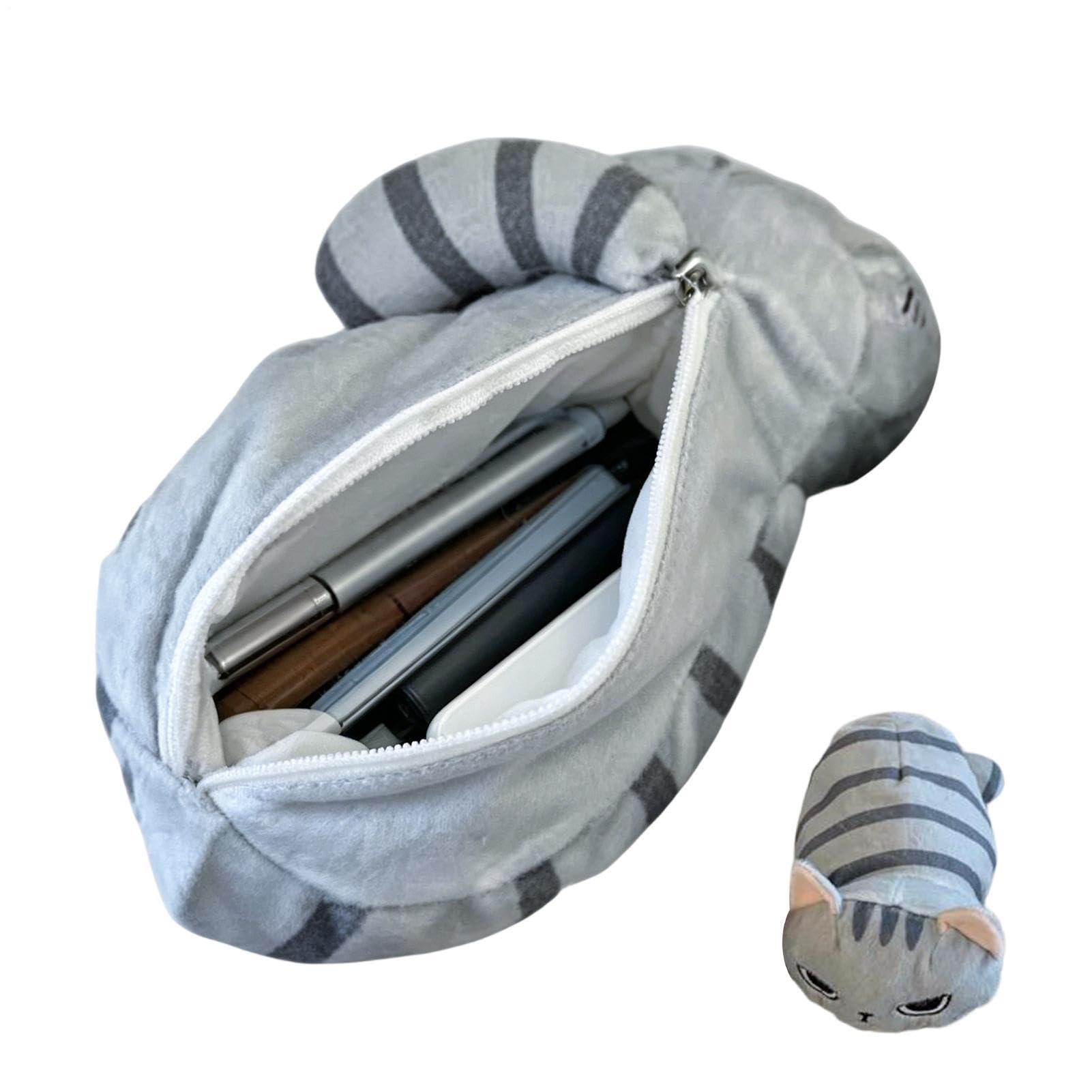 Portamatite Gatto Scatola Organizer In Peluche Morbida E Carina | Portapenne a forma di gatto per Bambini Ufficio Scuola Casa Studio