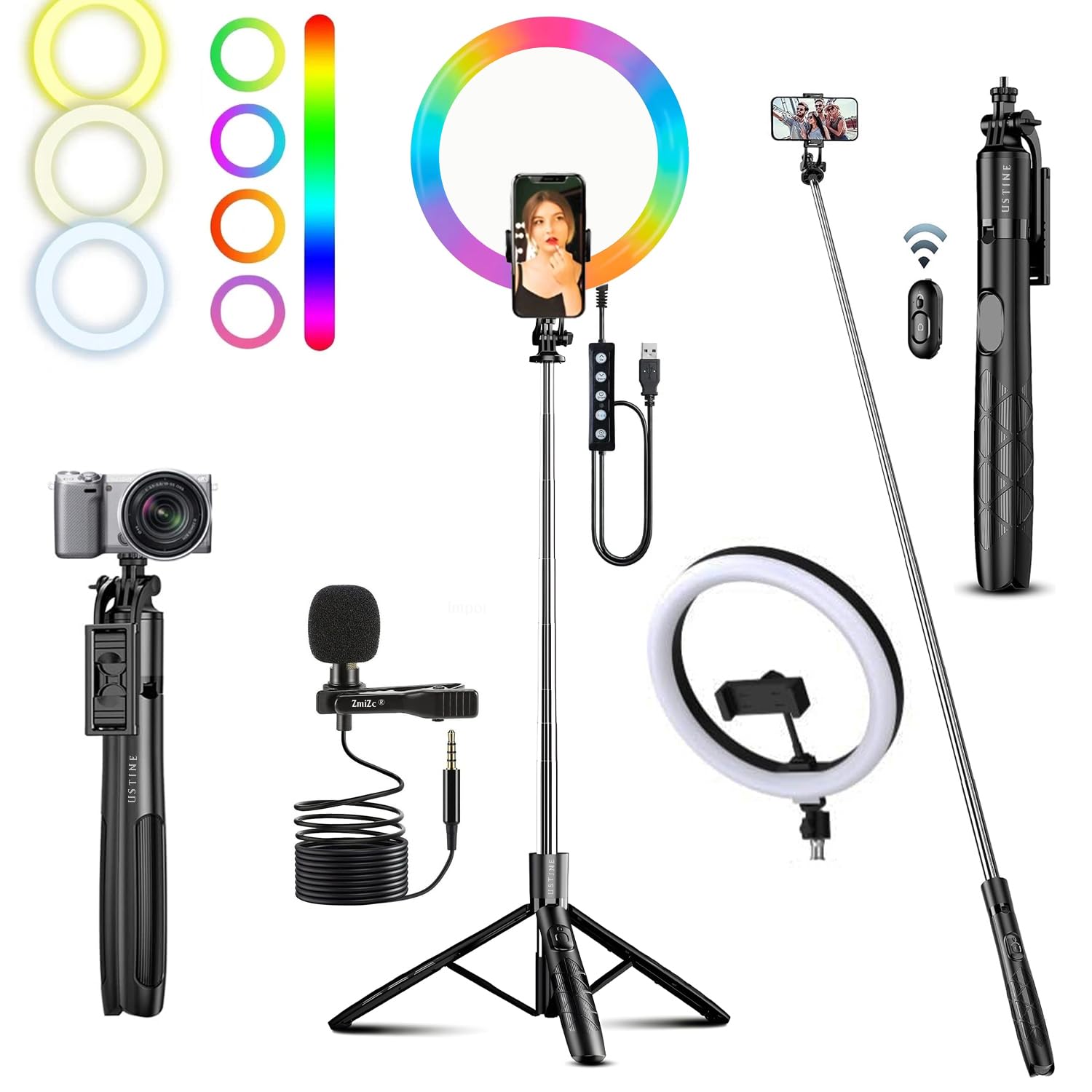 MagStick X7 Youtuber Kit | 12" RGB Ring Light | Pro-Grade Mic | 62" Reinforced Tripod Selfie Stick | Bluetooth Remote for Reels, Vlogs & Live Streaming-image-32