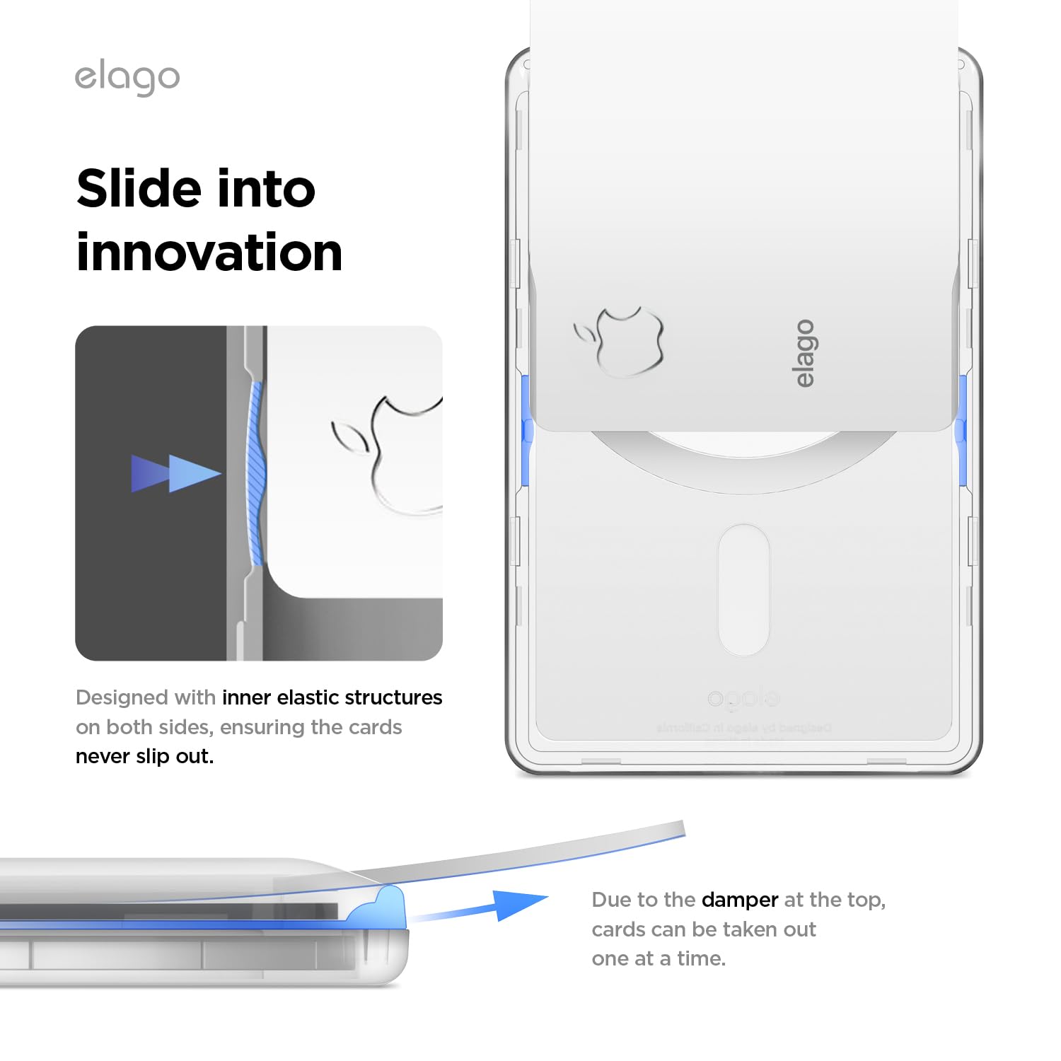elago Przezroczyste magnetyczne etui na karty kompatybilne z MagSafe dla iPhone 17/16/15/14/13/12 Series - bezpieczny portfel na telefon, trwała konstrukcja PC, ochrona przed uszkodzeniami