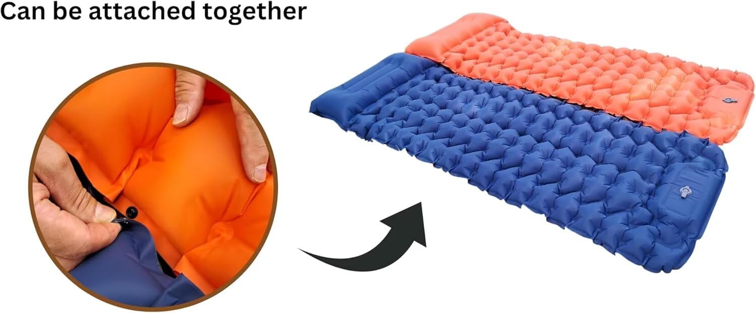 SWZEC Koziya Matelas Gonflable - Ultra Léger,Pompe et Oreiller intégrés, étanche, Convient pour la Tente, la Plage, Les Voyages