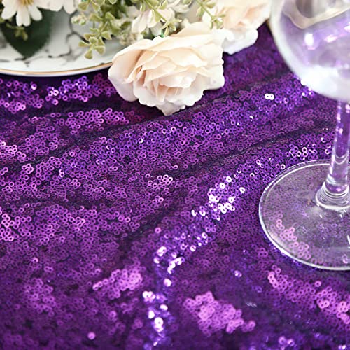 Image of B-COOL Purple Sequin Table Cloth Halloween Table Fabric Wedding Table Clothes 90x156 Inches Sparkly Table Cover for Party Wedding Banquet Baby Shower Carnival Decoration