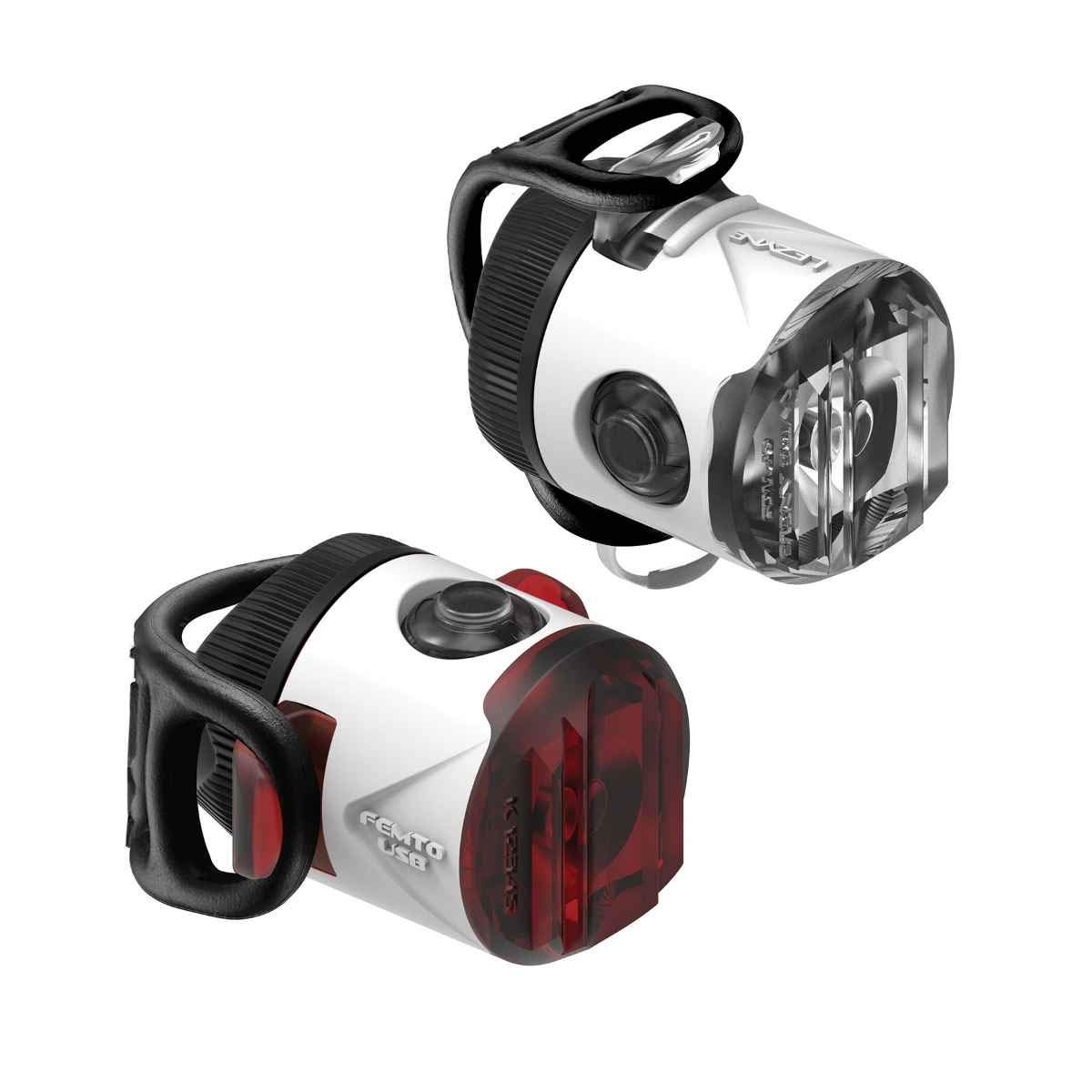Lezyne Femto Set Éclairage Vélo – LED USB Rechargeable, 15 Lumens Avant / 5 Arrière – Autonomie 15h – Montage Facile, Pour Ville