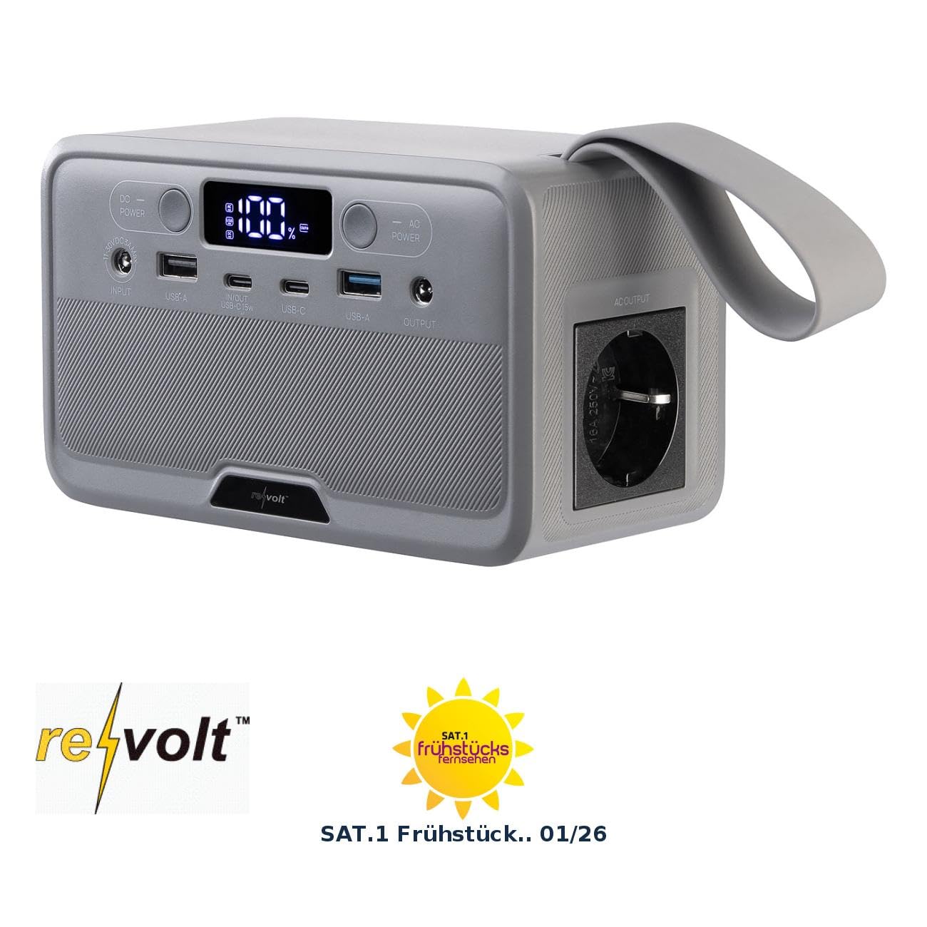 revolt Powerstation Camping: Powerstation & Solargenerator mit 89,6 Wh, 230 Volt, 100 Watt (LiFePO4 Akku, mit 12 Volt Ausgang, Laptop)
